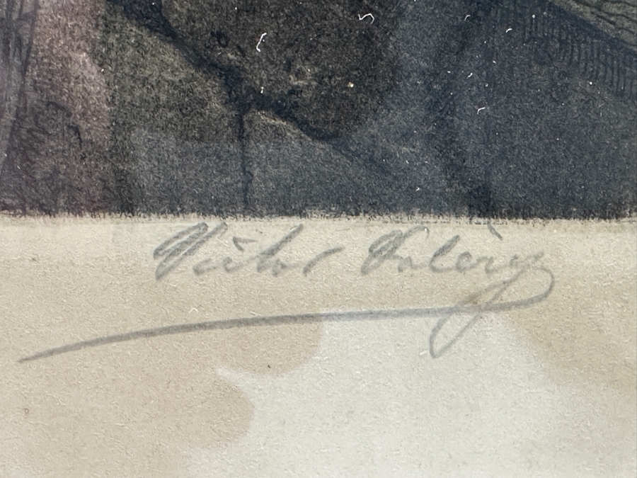 Hand Signed Victor Valery (1870-1930) 'Tournelle Walk Facing Notre Dame' Color Etching 6 X 8 Framed 9.5 X 12.5 [Photo 5]