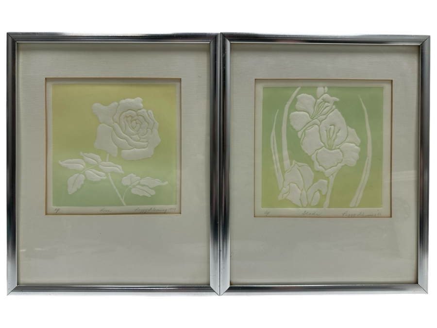Pair Of Peggy Fleming Floral Prints 6.5 X 5.5 Framed 8.5 X 10.5