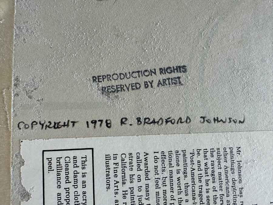 R. Bradford Johnson Original Acrylic Painting 1978 Titled 'Horton's' 10 X 6 Framed 14.5 X 11 [Photo 12]