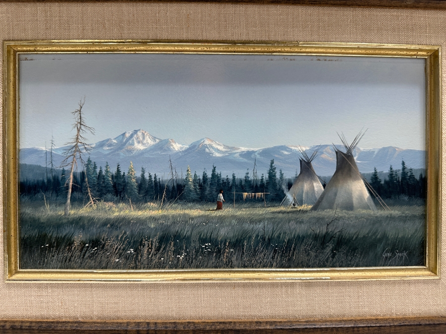 Gene Speck (B. 1937, American) Original Painting Titled 'High Meadows' On Board 11 X 6 Framed [Photo 3]