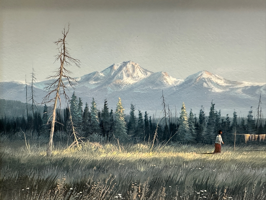Gene Speck (B. 1937, American) Original Painting Titled 'High Meadows' On Board 11 X 6 Framed [Photo 7]