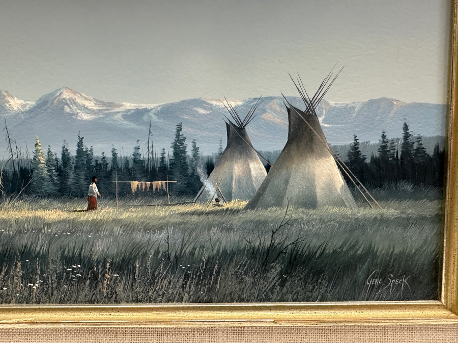 Gene Speck (B. 1937, American) Original Painting Titled 'High Meadows' On Board 11 X 6 Framed [Photo 5]