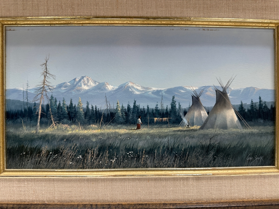 Gene Speck (B. 1937, American) Original Painting Titled 'High Meadows' On Board 11 X 6 Framed [Photo 4]