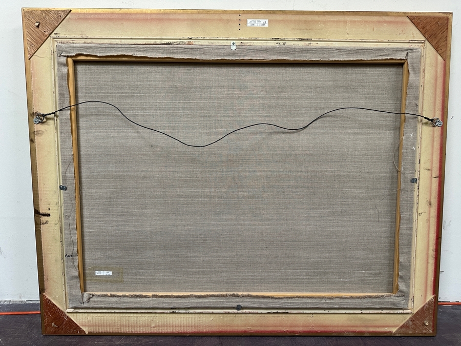 Large Original Oil On Canvas Portofino Italian Riviera Harbor Scene Singed Lower Left Signature Illegible 40 X 30 Framed [Photo 18]