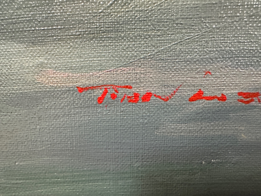 Large Original Oil On Canvas Portofino Italian Riviera Harbor Scene Singed Lower Left Signature Illegible 40 X 30 Framed [Photo 15]