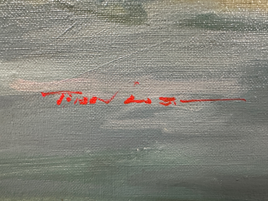 Large Original Oil On Canvas Portofino Italian Riviera Harbor Scene Singed Lower Left Signature Illegible 40 X 30 Framed [Photo 13]