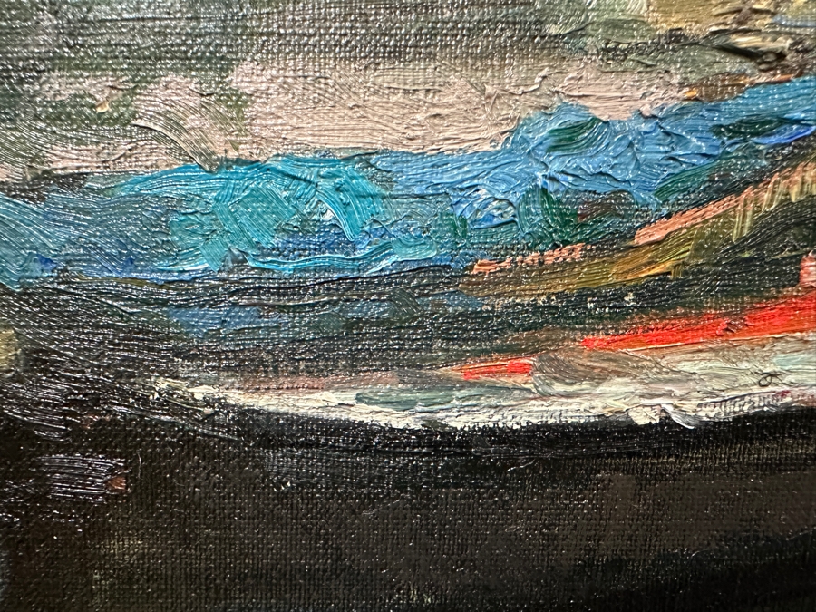 Large Original Oil On Canvas Portofino Italian Riviera Harbor Scene Singed Lower Left Signature Illegible 40 X 30 Framed [Photo 17]