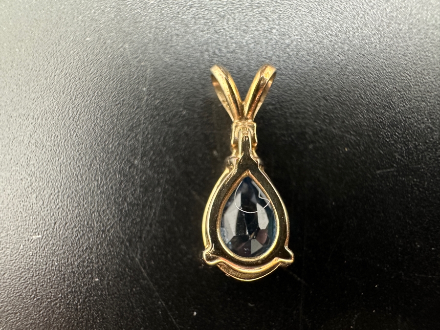 10K Gold Blue Topaz With Small Diamond Pendant 1g Retails $250 [Photo 4]