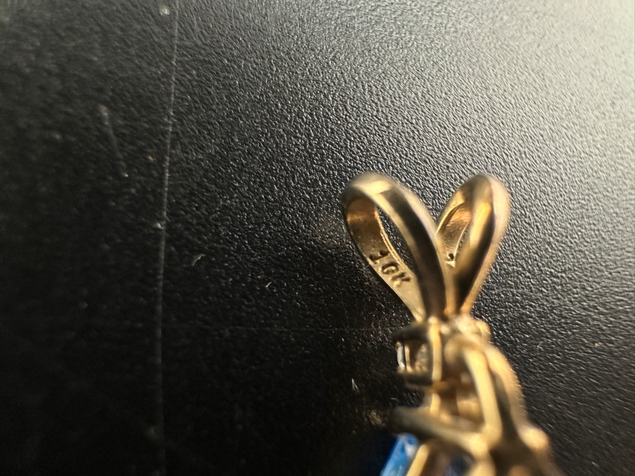 10K Gold Blue Topaz With Small Diamond Pendant 1g Retails $250 [Photo 5]