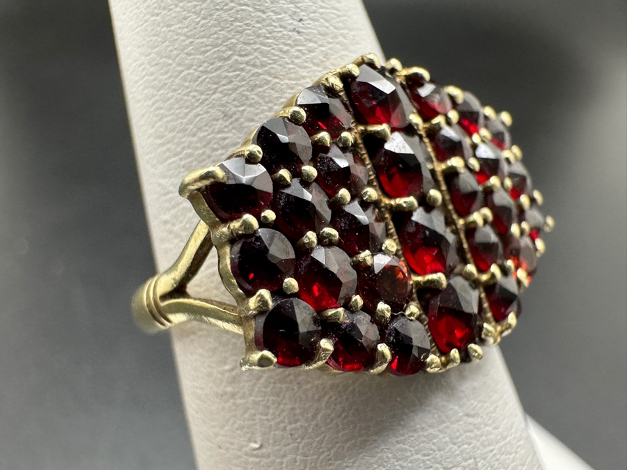 14K Rose Cut Garnet Ring Size 6.25 4.4g Retails $1,000 [Photo 4]