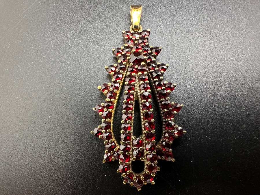 14K Gold Rose Cut Garnet Pendant 6.2g Retails $1,200 [Photo 2]