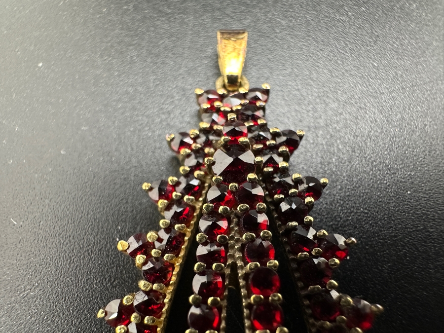 14K Gold Rose Cut Garnet Pendant 6.2g Retails $1,200 [Photo 3]