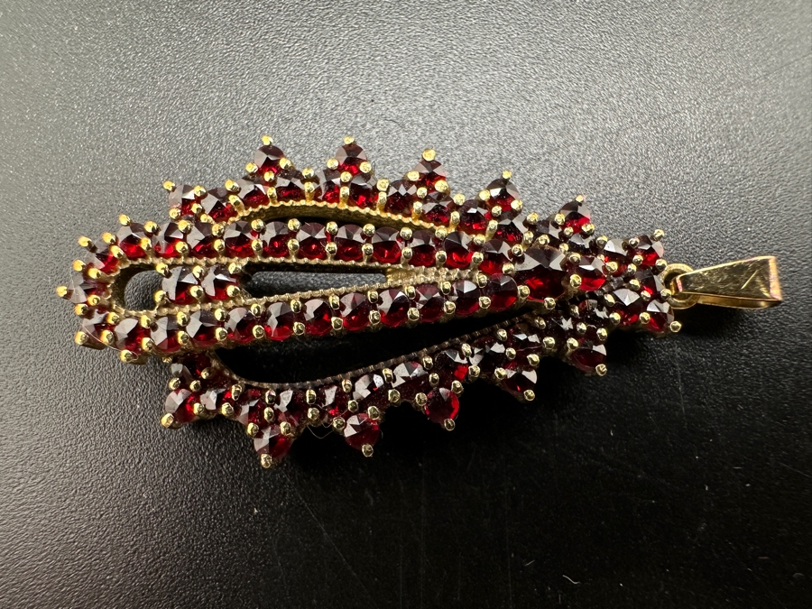 14K Gold Rose Cut Garnet Pendant 6.2g Retails $1,200 [Photo 5]