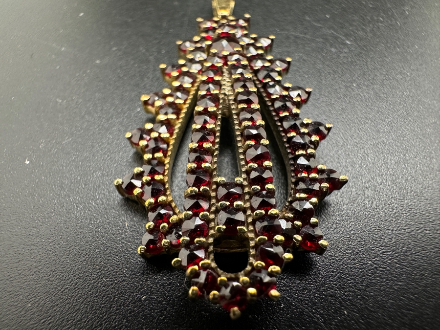 14K Gold Rose Cut Garnet Pendant 6.2g Retails $1,200 [Photo 4]