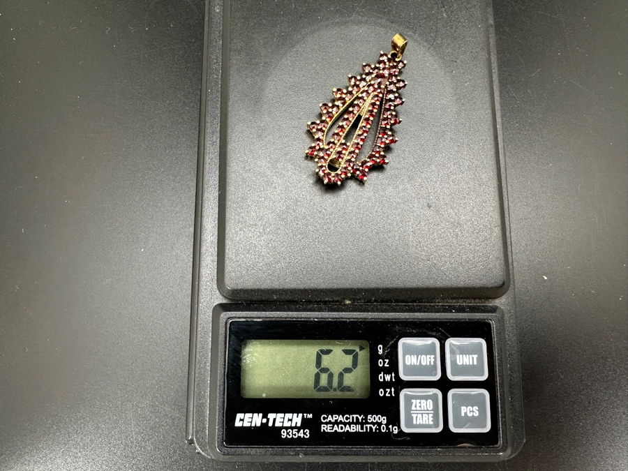 14K Gold Rose Cut Garnet Pendant 6.2g Retails $1,200 [Photo 8]