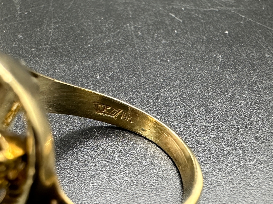 14K Gold Diamond Ring Set With (3) 2.8mm Round Brilliant Diamonds Estimated .24cttw 5.8g Retails $1,000 [Photo 9]