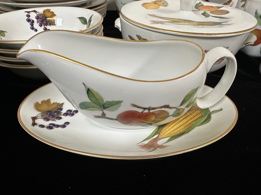 Royal Worcester Fine Porcelain Evesham Made In England Apx Service For 12 With Serving Pieces - See Photos - Retails $3,000+ [Photo 2]