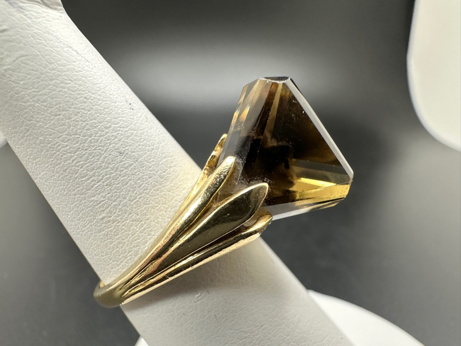 14K Gold Smoky Quartz Ring Size 6.5 7.1g Retails $1,400 [Photo 7]