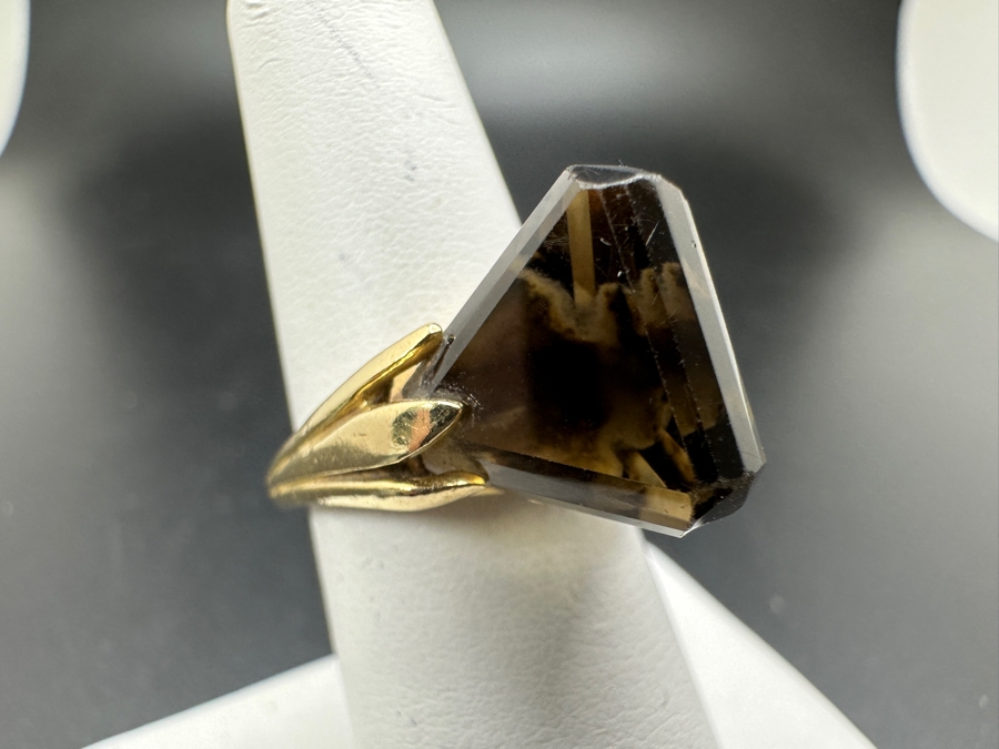 14K Gold Smoky Quartz Ring Size 6.5 7.1g Retails $1,400 [Photo 5]