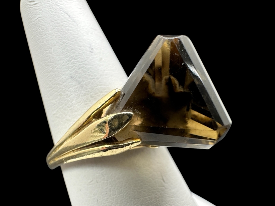 14K Gold Smoky Quartz Ring Size 6.5 7.1g Retails $1,400 [Photo 2]