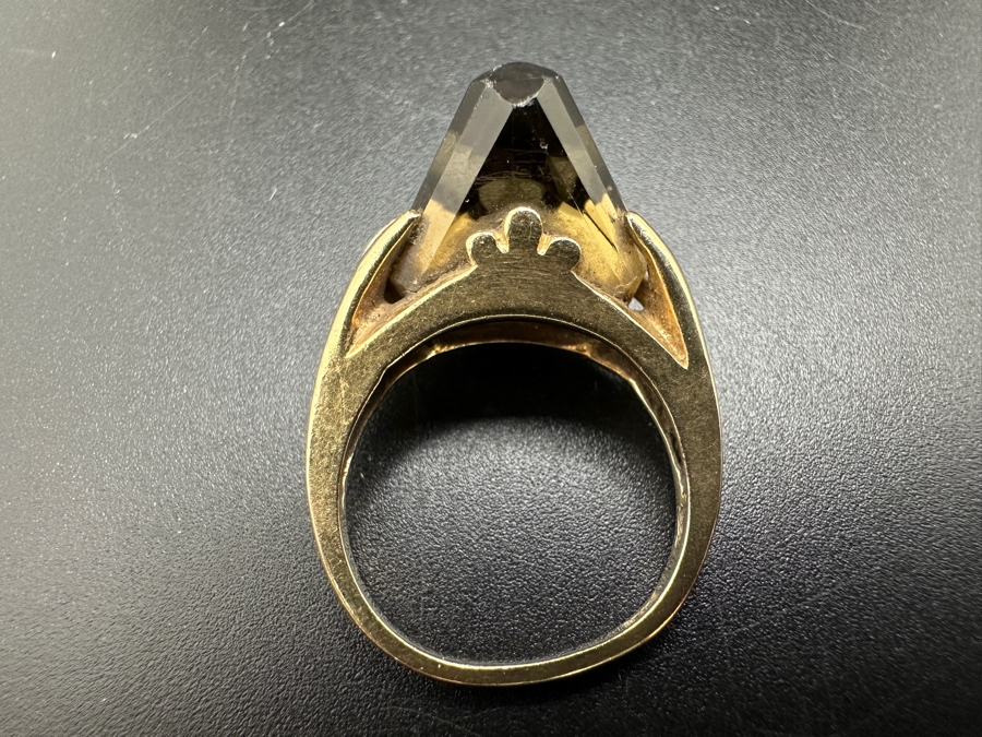 14K Gold Smoky Quartz Ring Size 6.5 7.1g Retails $1,400 [Photo 10]