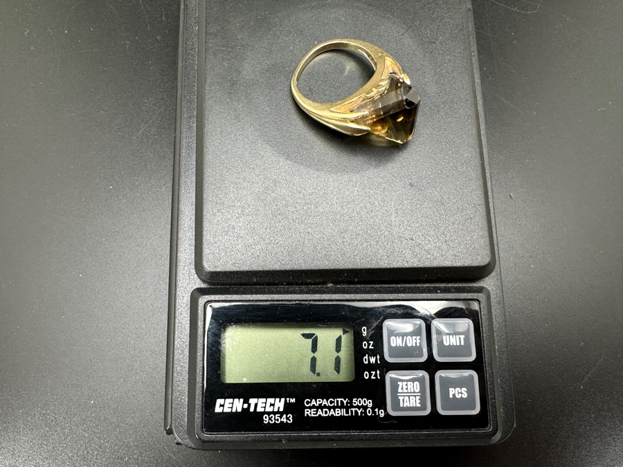 14K Gold Smoky Quartz Ring Size 6.5 7.1g Retails $1,400 [Photo 14]