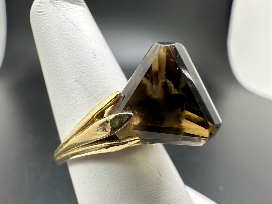 14K Gold Smoky Quartz Ring Size 6.5 7.1g Retails $1,400 [Photo 4]