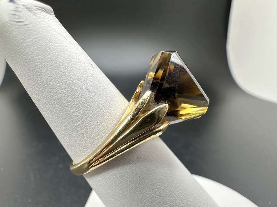 14K Gold Smoky Quartz Ring Size 6.5 7.1g Retails $1,400 [Photo 6]
