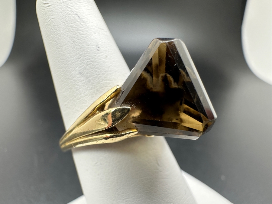 14K Gold Smoky Quartz Ring Size 6.5 7.1g Retails $1,400 [Photo 3]