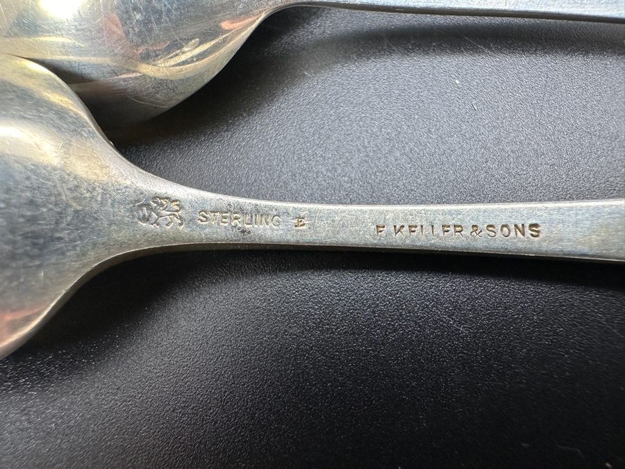 Set Of Seven Vintage Sterling Silver Spoons 6'L 200.3g [Photo 5]