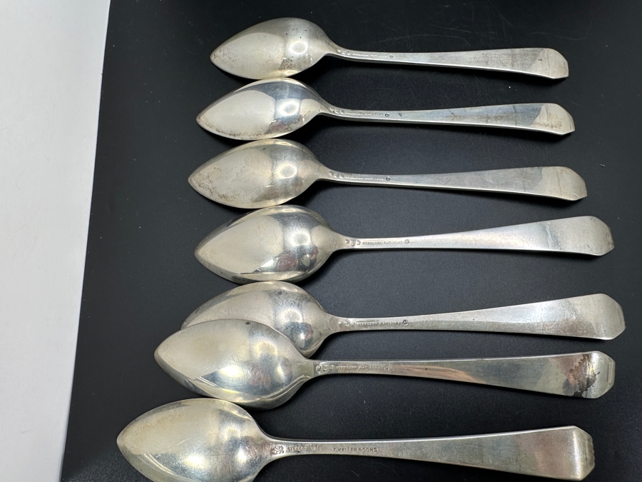 Set Of Seven Vintage Sterling Silver Spoons 6'L 200.3g [Photo 6]