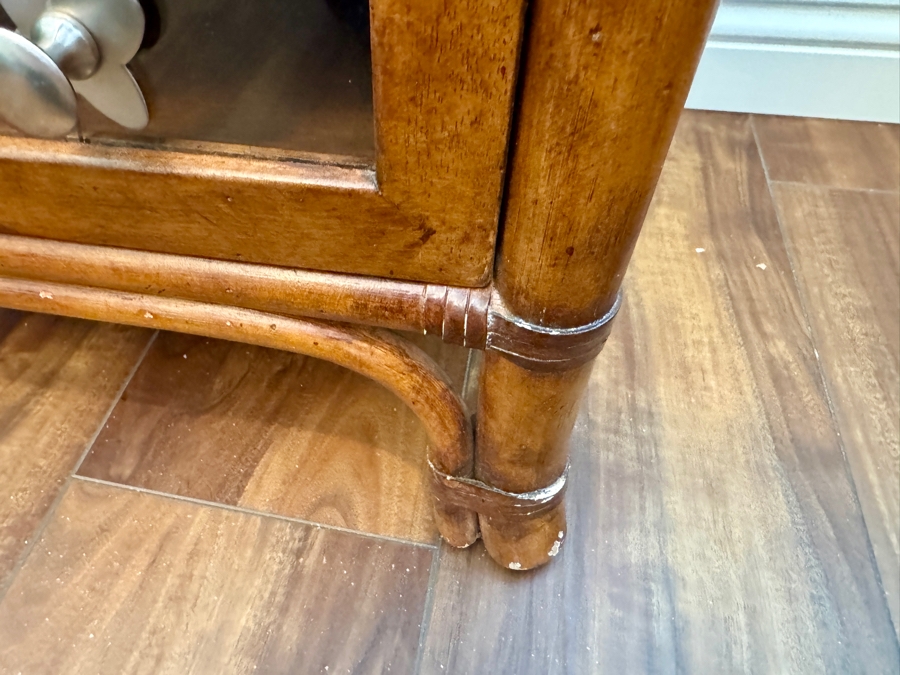 Small Bamboo Chest with Glass Top and Drawers 24W x 16D x 24H [Photo 6]