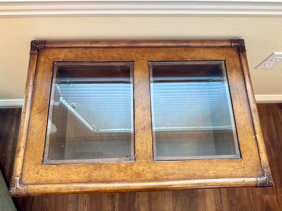 Small Bamboo Chest with Glass Top and Drawers 24W x 16D x 24H [Photo 8]