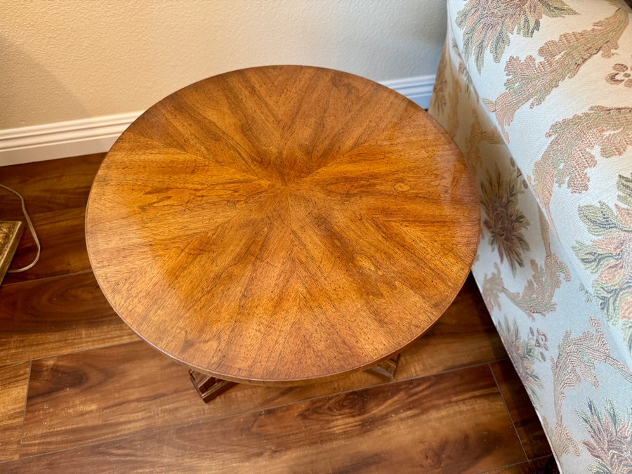 Round Two Level Wooden Side Table 18R x 18H [Photo 3]