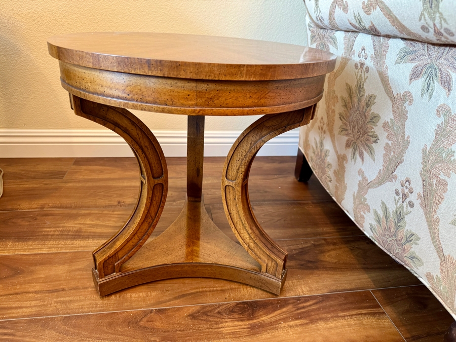 Round Two Level Wooden Side Table 18R x 18H [Photo 2]