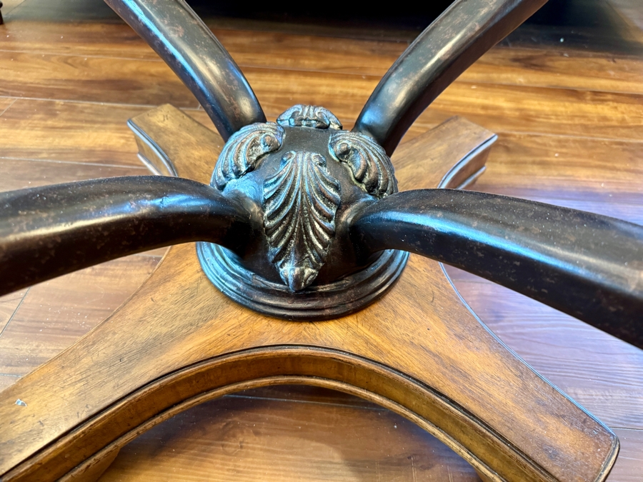 Round Wooden Pedestal Coffee Table with Glass insert 42R x 21H [Photo 7]