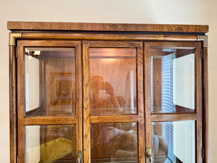 Vintage Drexel Heritage Campaign Walnut and Brass Display Curio Cabinet 36W x 15D x 78.5H [Photo 3]