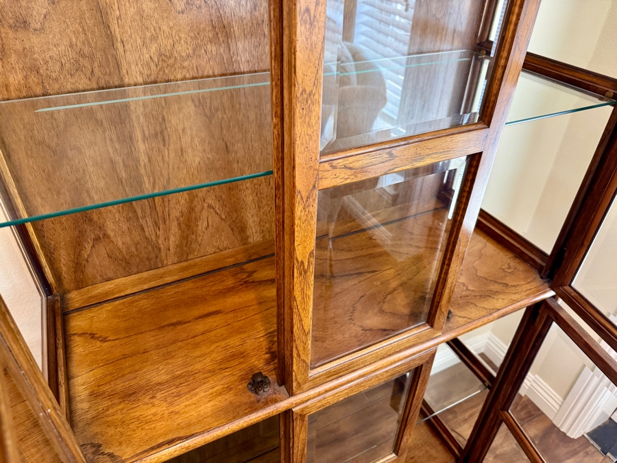 Vintage Drexel Heritage Campaign Walnut and Brass Display Curio Cabinet 36W x 15D x 78.5H [Photo 7]