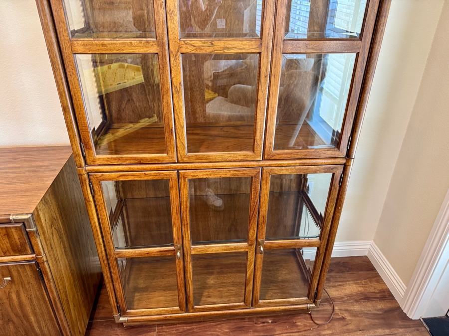 Vintage Drexel Heritage Campaign Walnut and Brass Display Curio Cabinet 36W x 15D x 78.5H [Photo 5]