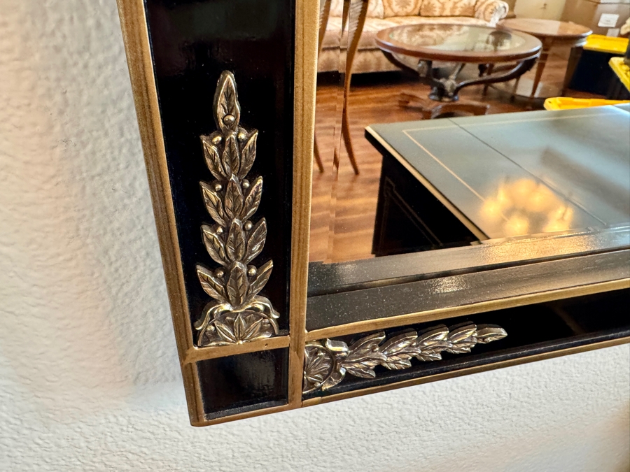 Chinoiserie Black Lacquer and Gold Framed Wall Mirror 41W x 27.25H [Photo 2]
