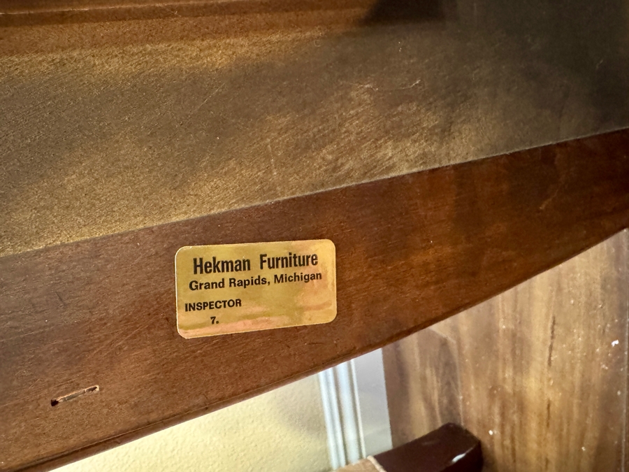 Hekman Furniture Two-Tier Side Table with Burled Wood Top and Cane Bottom Grand Rapids, MI 26.5W x 26.5D x 22H [Photo 7]