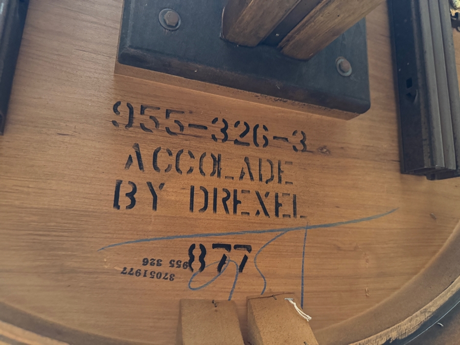 Vintage Drexel Heritage Accolade Double Pedestal Dining Set with Two Leafs and Six Cane Back Chairs - 2 Arm / 4 Side 66W x 46D x 30H As Pictured (2, 20' Leaves) [Photo 9]