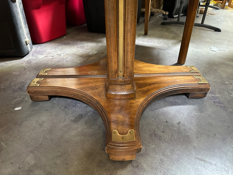 Vintage Drexel Heritage Accolade Double Pedestal Dining Set with Two Leafs and Six Cane Back Chairs - 2 Arm / 4 Side 66W x 46D x 30H As Pictured (2, 20' Leaves) [Photo 10]