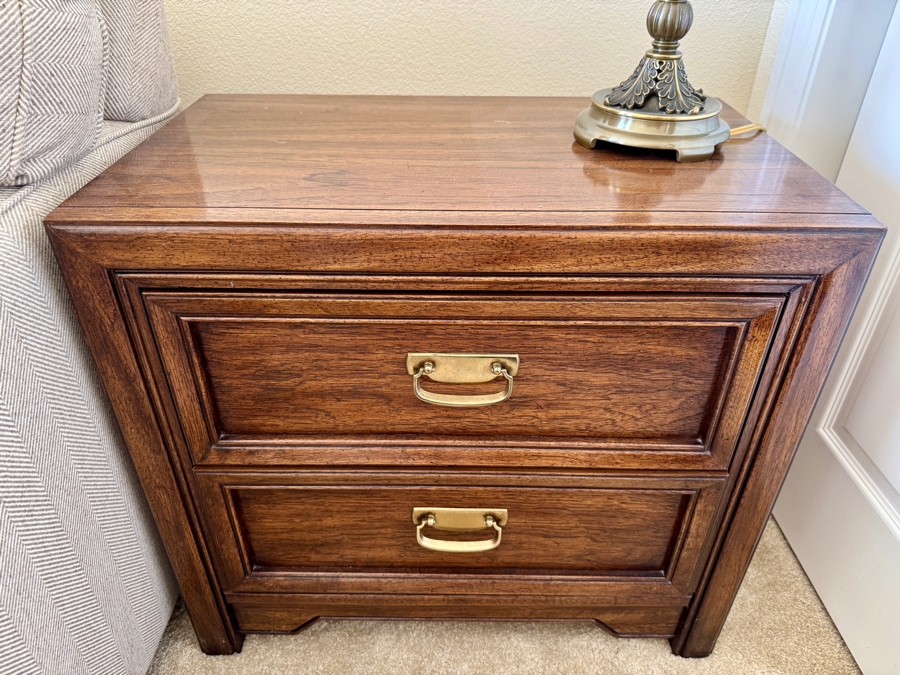 Vintage Thomasville Huntley Campaign Style Nightstand 26W x 16D x 24H [Photo 2]