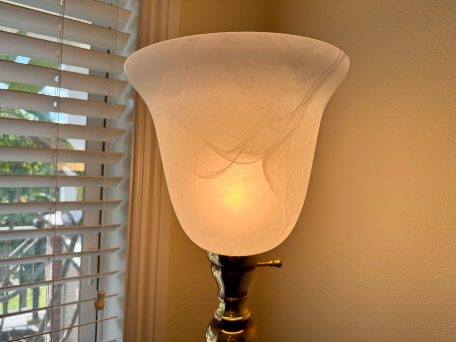 Brass Floor Lamp With Glass Shade [Photo 4]