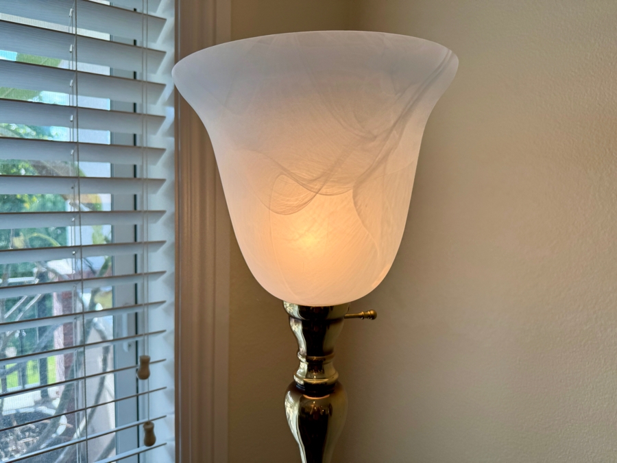 Brass Floor Lamp With Glass Shade [Photo 3]
