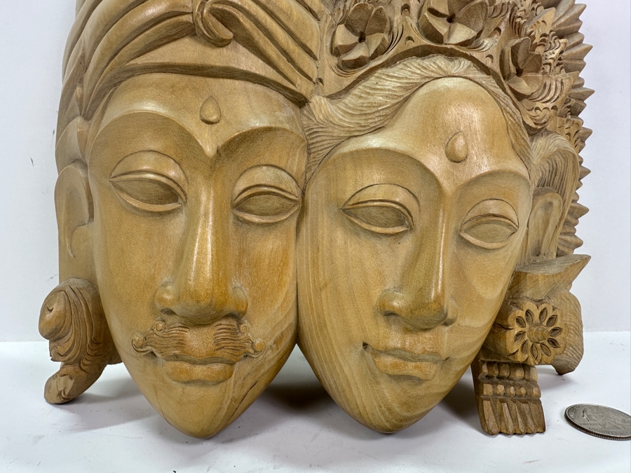 Hand Carved Hardwood Balinese Man and Woman Dancer 9W X 11H X 3D [Photo 2]