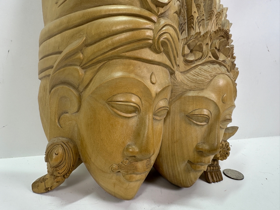 Hand Carved Hardwood Balinese Man and Woman Dancer 9W X 11H X 3D [Photo 4]