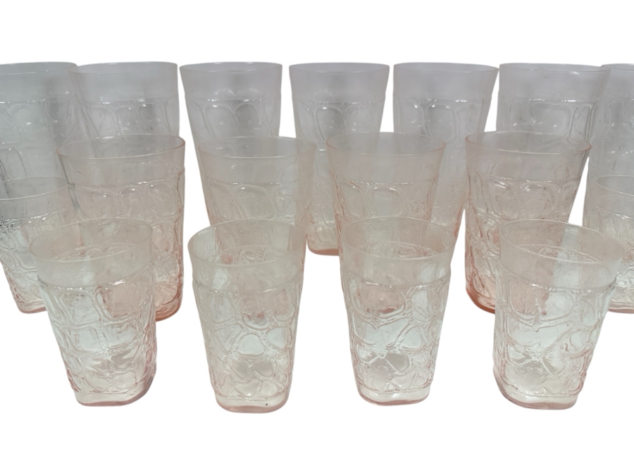 (17) Vintage Signed Fostoria Karnak Pink Glasses 3.75'H, 5'H & 6.75'H [Photo 2]