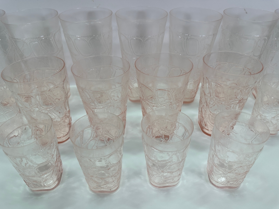(17) Vintage Signed Fostoria Karnak Pink Glasses 3.75'H, 5'H & 6.75'H [Photo 5]